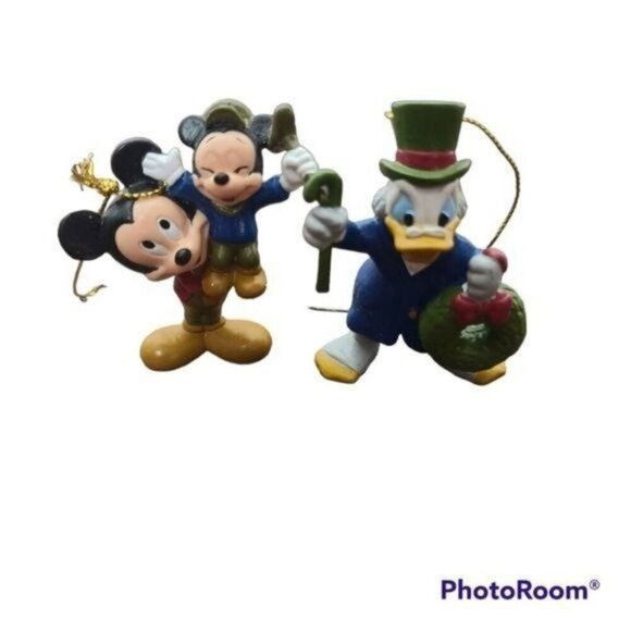 Vintage 1992 Avon Disney A Christmas Carol Set of 2 Ornaments Mickey Mouse - Picture 8 of 8